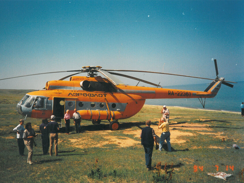 With a little luck you could experience something special, like a helicopter flight on Lake Baikal here.