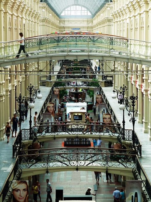 Moscow's GUM is now a palace for designer goods and luxury products that only the top ten thousand can afford. Visitors who were there years ago miss the original ambience. Anyone traveling through Minsk can explore a traditional department store there with the ZUM.